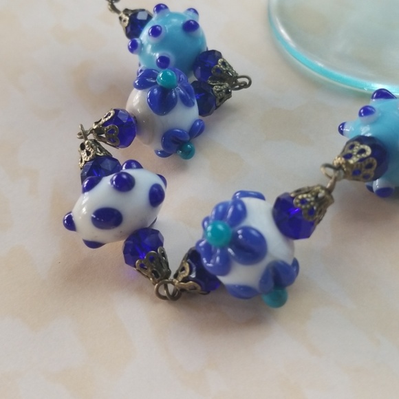 Hand Crafted Repurposed Vintage Lampwork Glass Bead Necklace - Picture 7 of 14